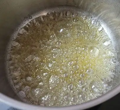 boiling sugar in saucepan