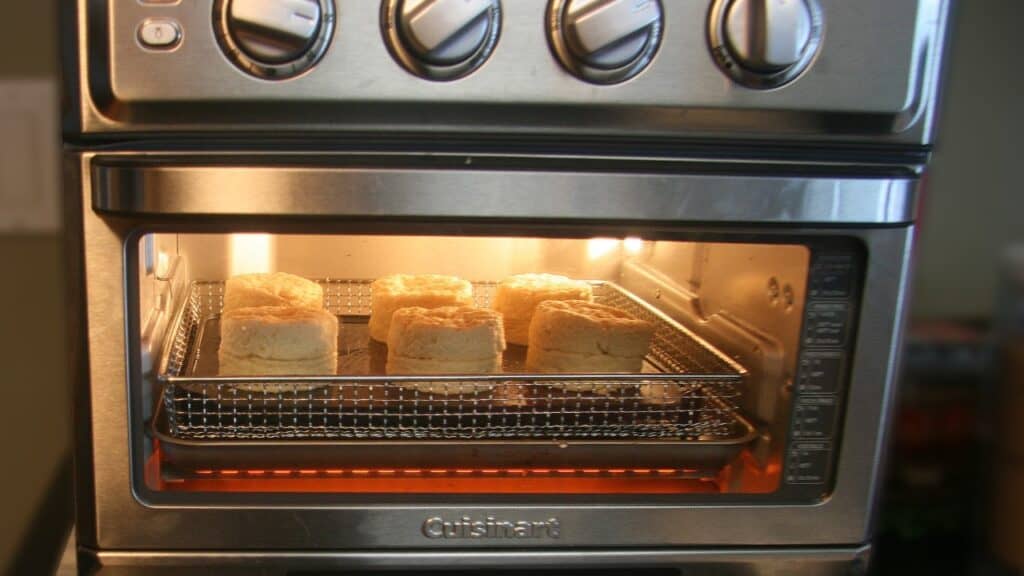 biscuits baking in oven