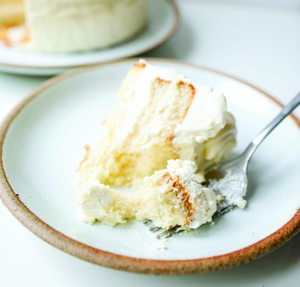 vanilla cake recipe from dessertswithstephanie.com