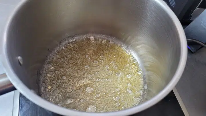 pan with boiling sugar