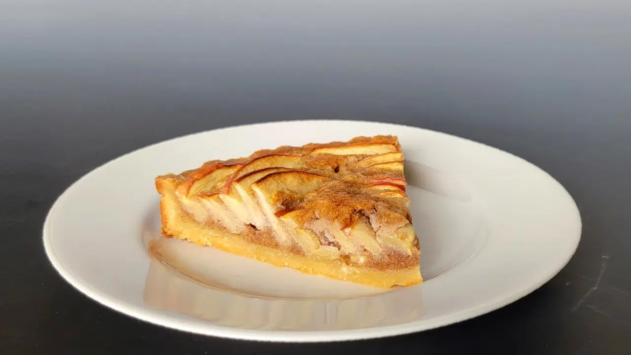 Apple Frangipane Tart Slice on a white plate