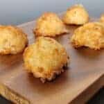 coconut macaroons on a wooden platter