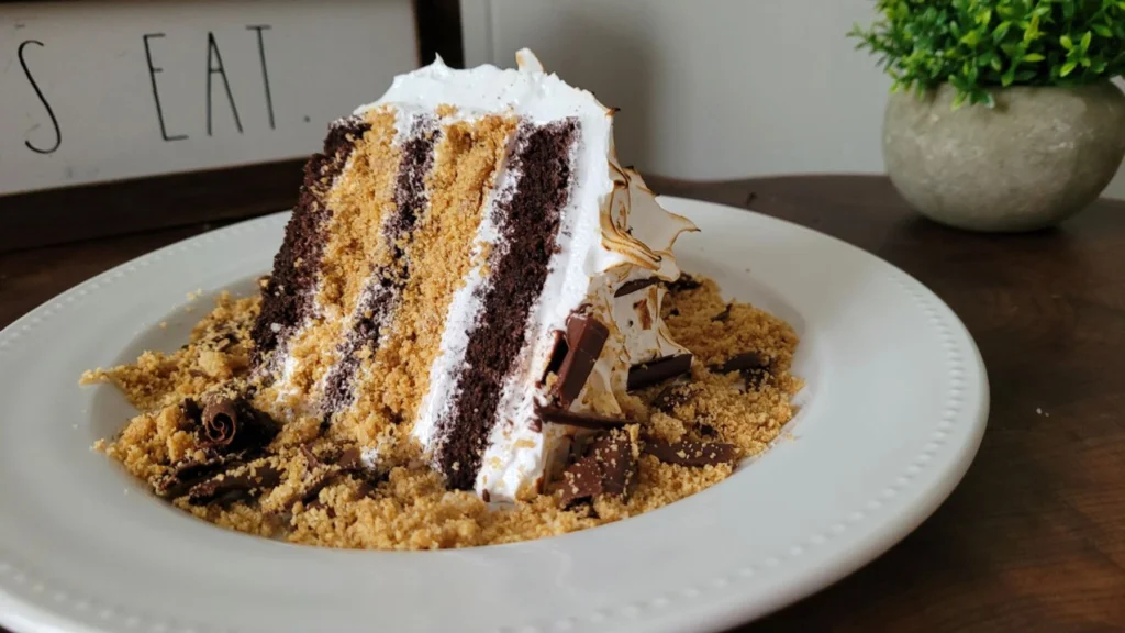 s'mores cake from dessertswithstephanie.com