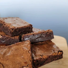 chewy brownie squares with milk