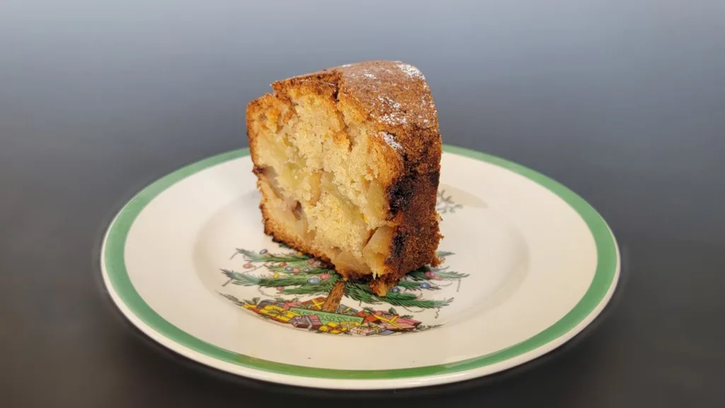 slice of apple cake on a plate