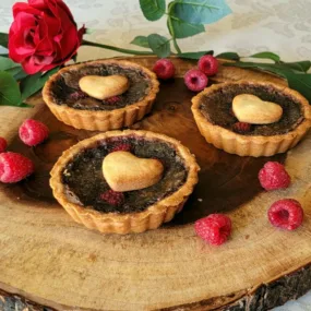 chocolate valentines day tarts on platter