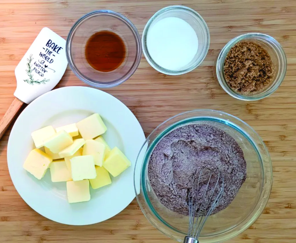 ingredients needed for chocolate slice and bake cookies