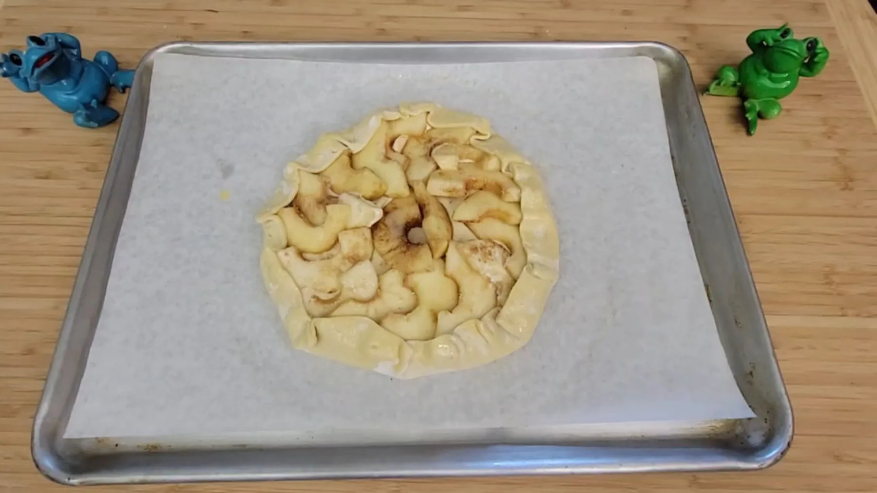 pie on baking sheet ready for oven