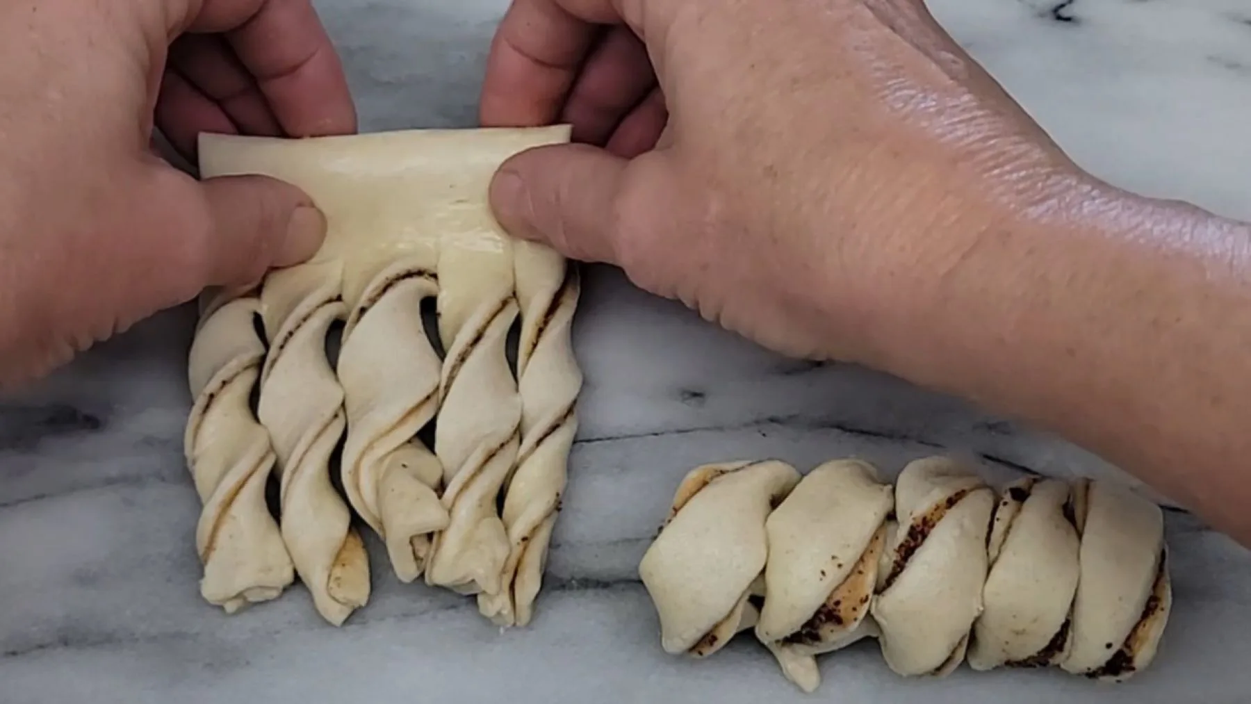 making twists using puff pastry