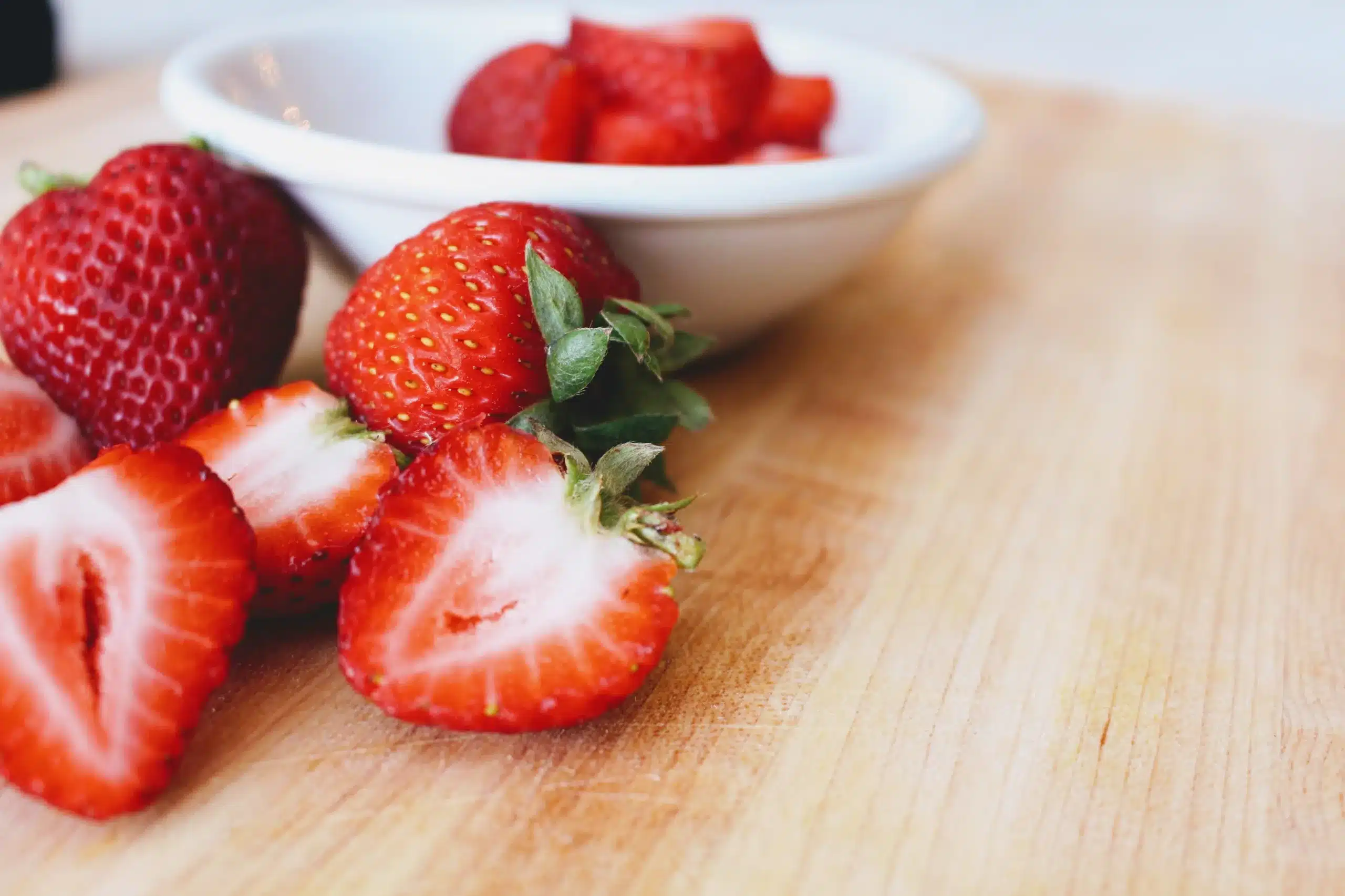 bowl of strawberries for baking