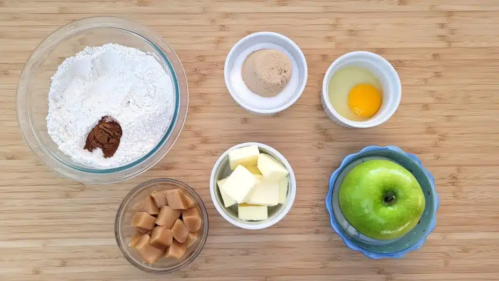 ingredients for recipe for caramel apple cookies