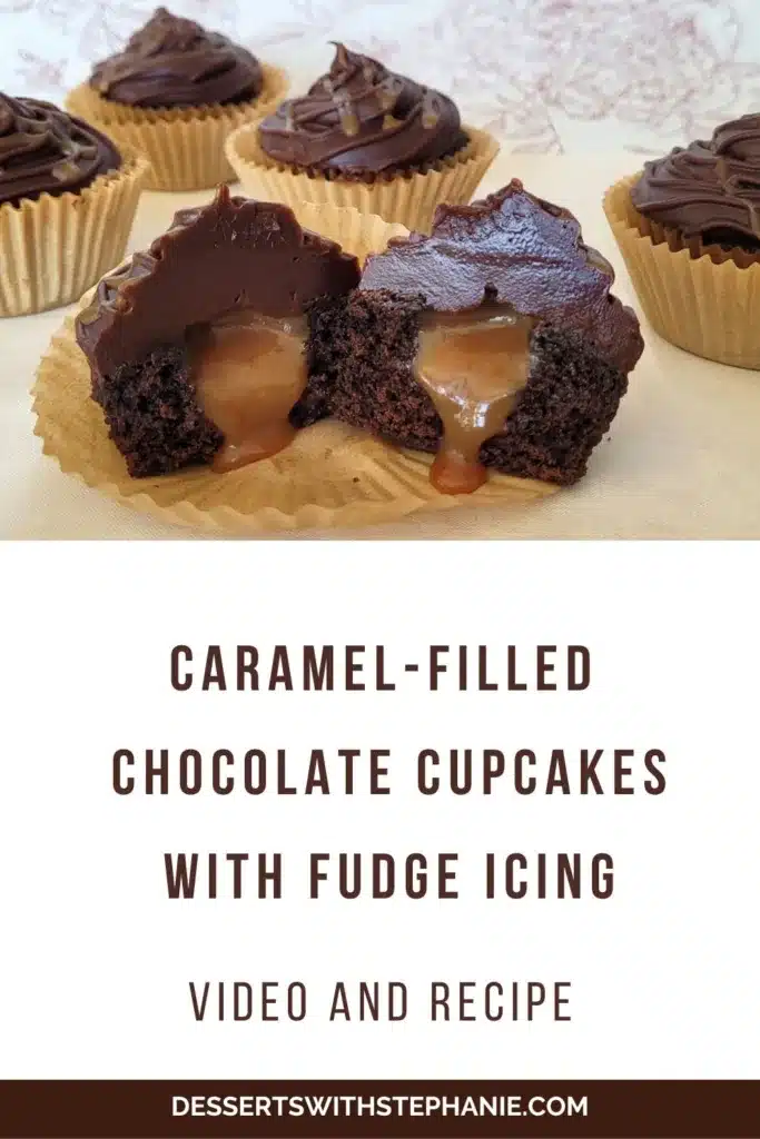 chocolate cupcakes with caramel filling for Pinterest