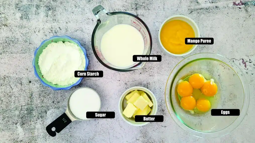ingredients for mango pastry cream