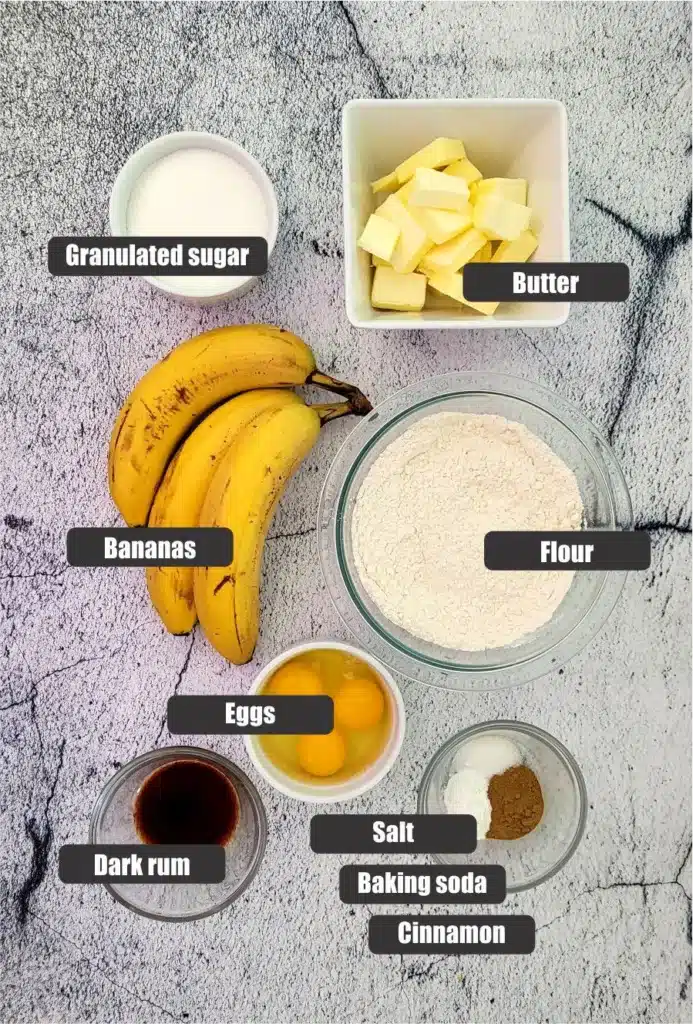 ingredients needed for a banana cake