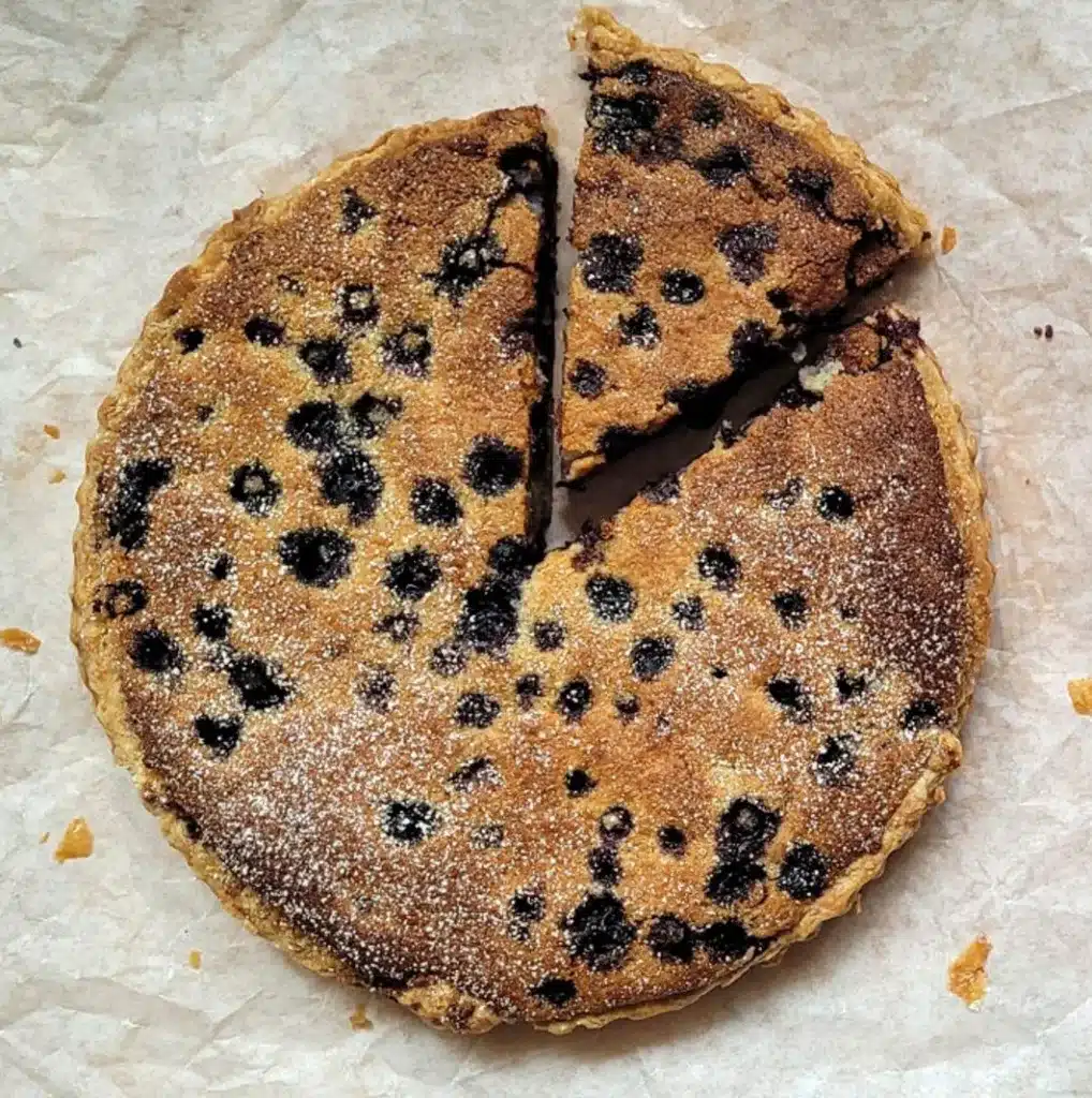 tart with blueberries and frangipane