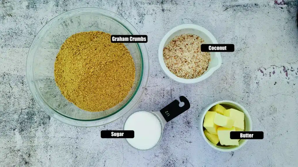 ingredients for coconut graham cracker crust