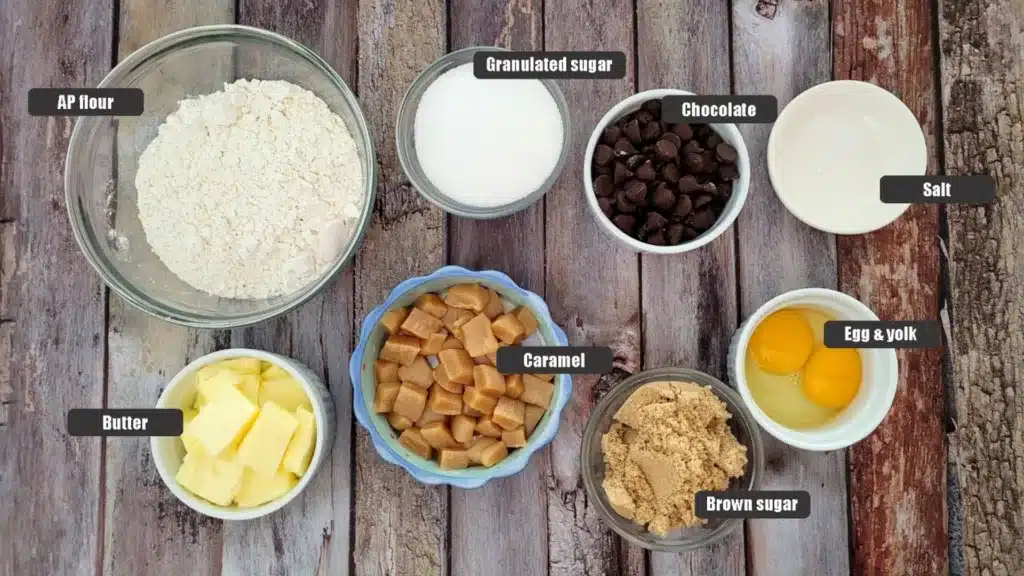 ingredients for making caramel blondies