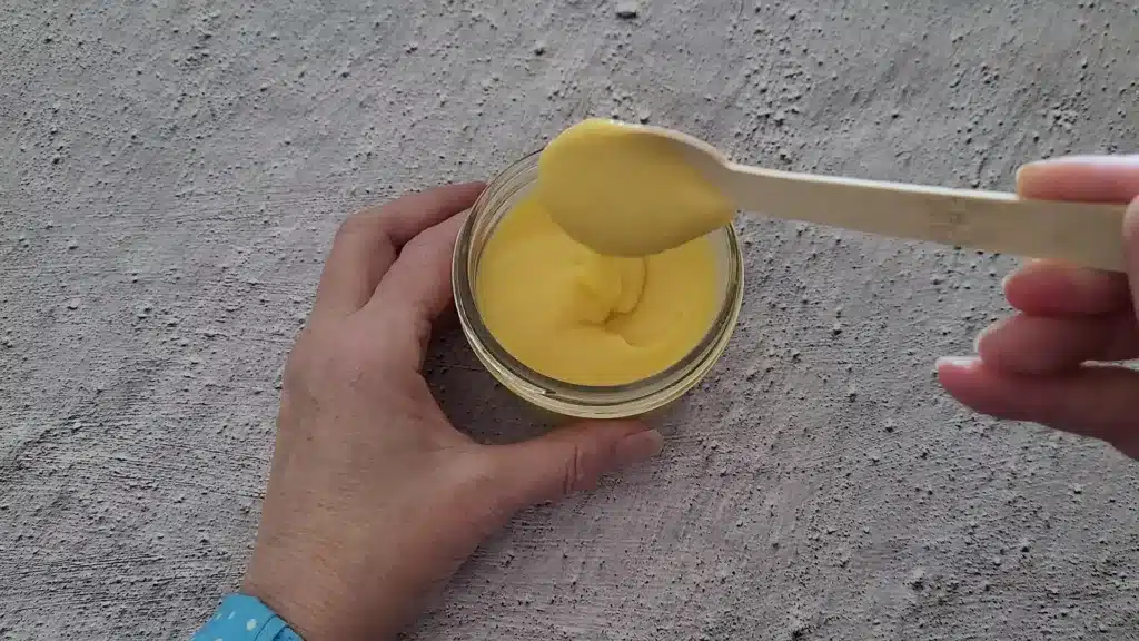 creamy mango curd in mason jar