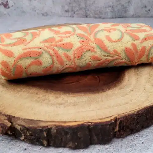 almond cake roll with mango cream