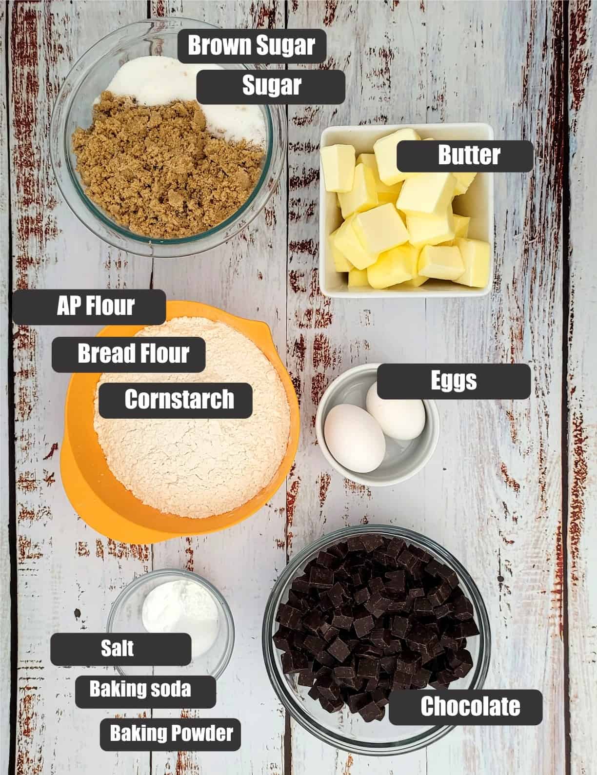 ingredients for sweet and salty cookies