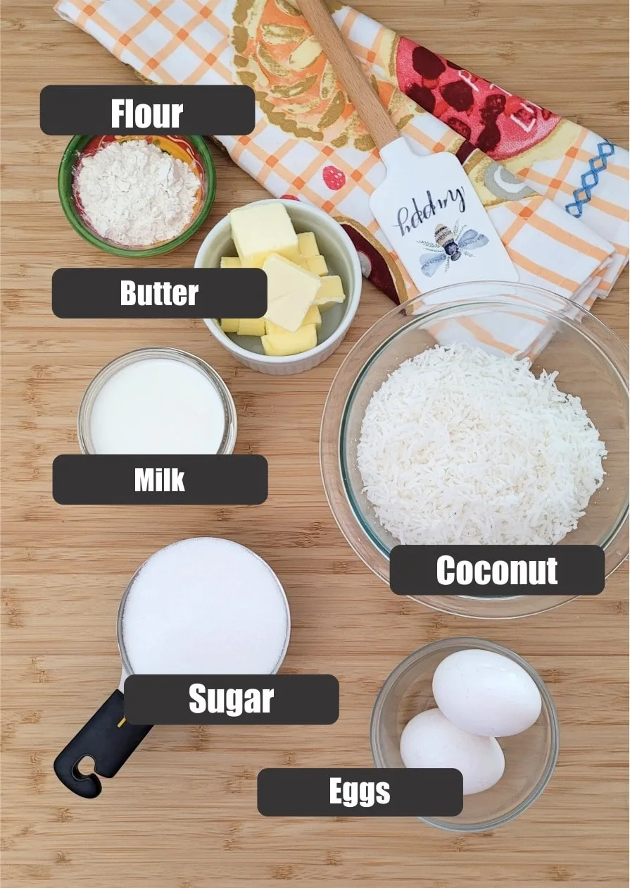 ingredients needed for coconut custard pie