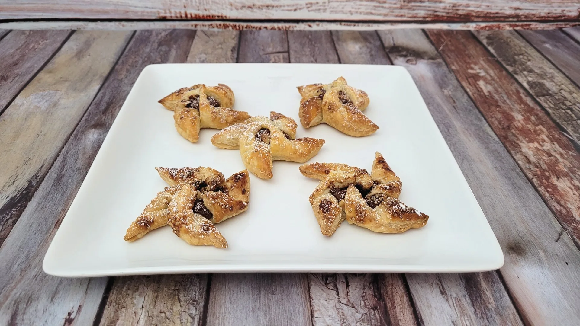 puff pastry pinwheels with Nutella and hazelnuts
