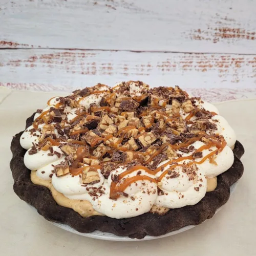 snickers pie recipe from dessertswithstephanie