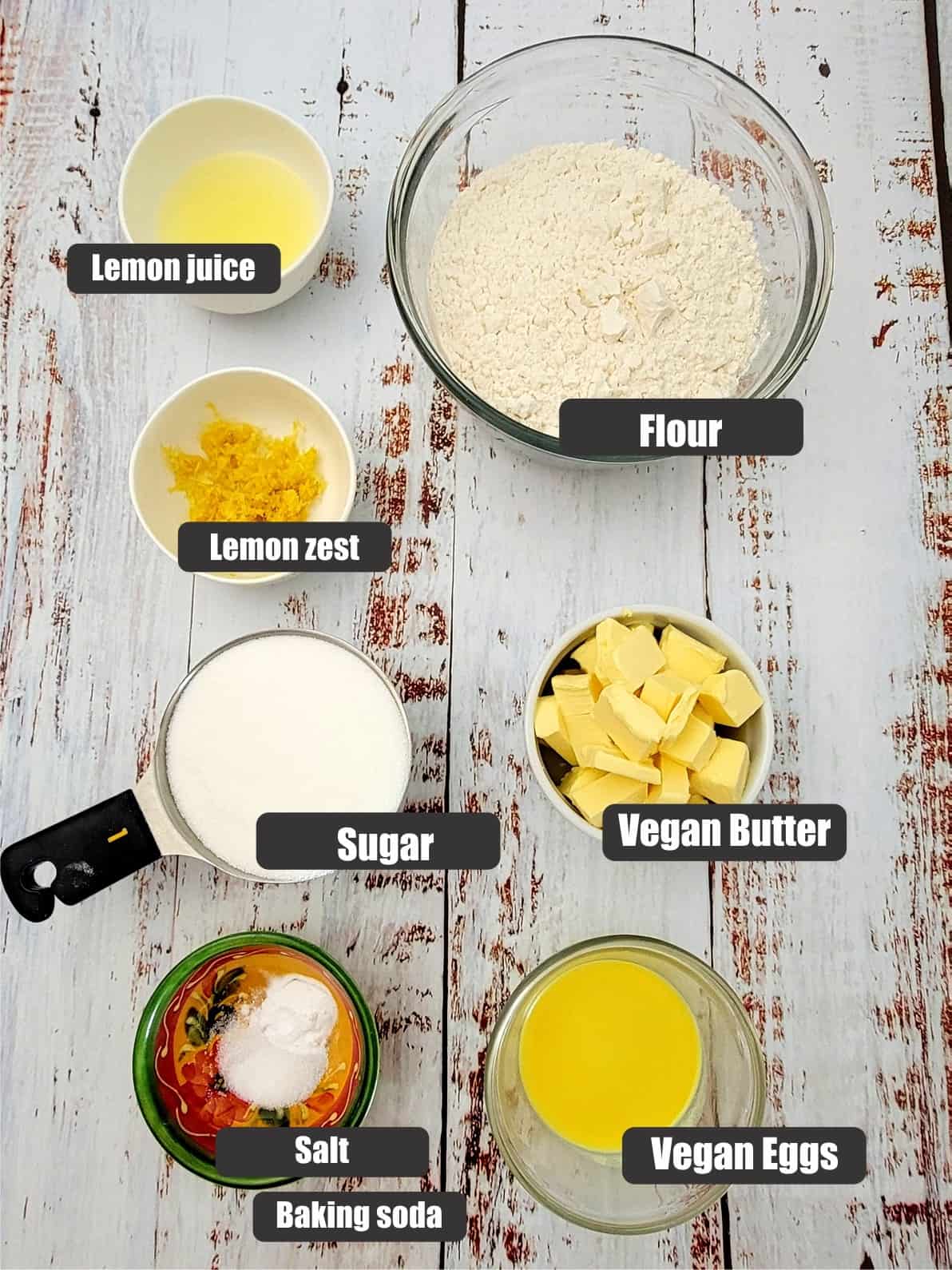 ingredients needed to make vegan lemon cookie recipe