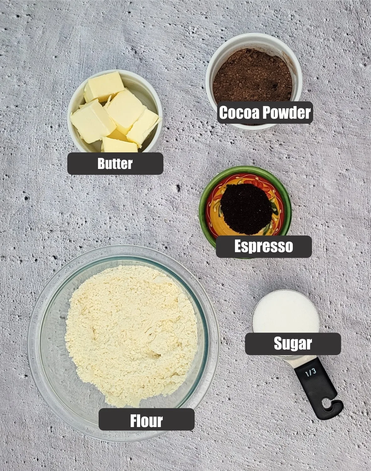 ingredients needed for chocolate shortbread bars
