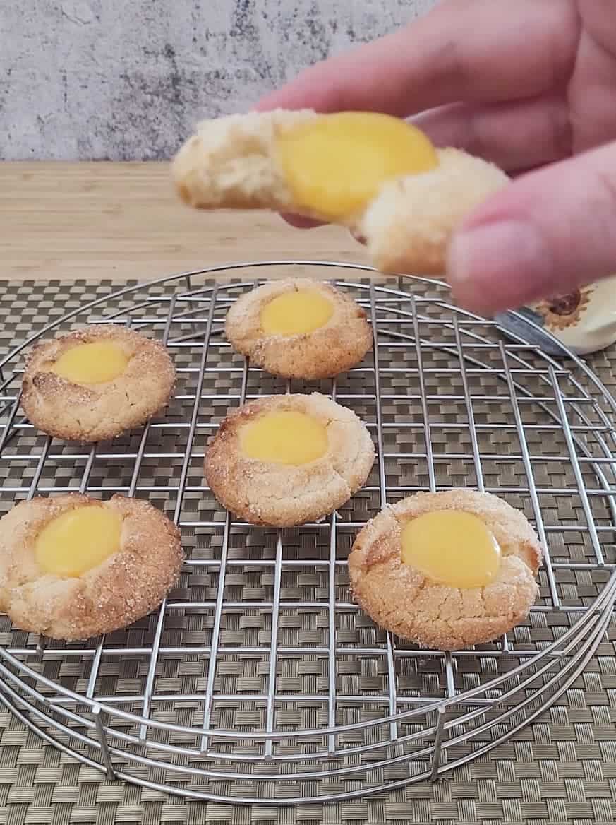 inside of lemon thumbprint cookies