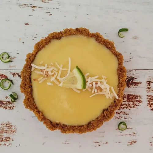 lime tartlet with a coconut graham cracker crust
