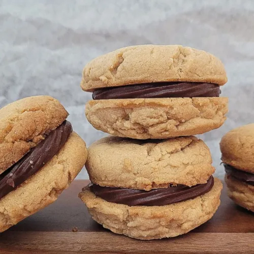 peanut butter sandwich cookies with chocolate ganache filling