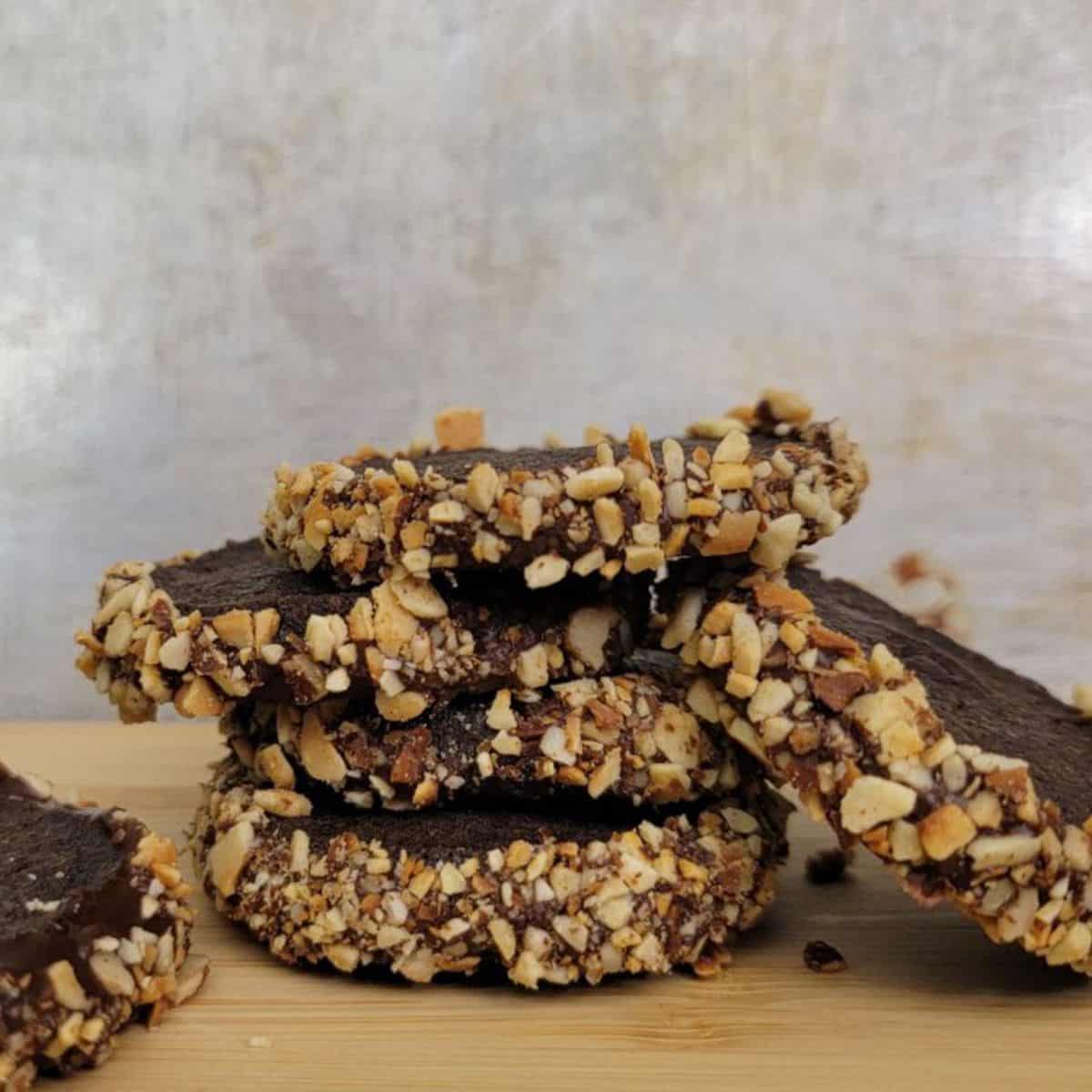chocolate sable cookies with almonds
