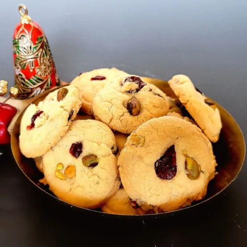 sugar cookies with pistachios and cranberries