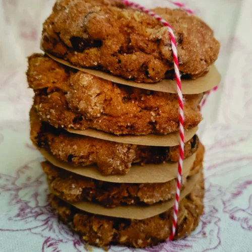 stack of crunchy oatmeal apricot cookies