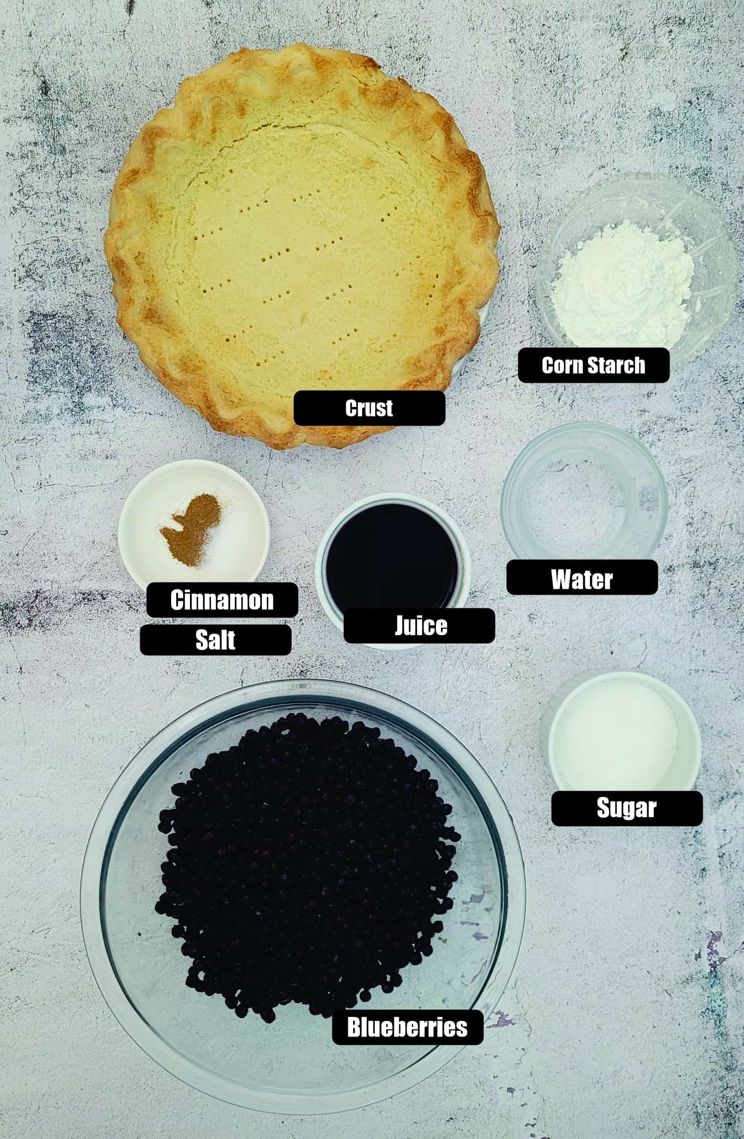 ingredients needed to make frozen blueberry pie filling