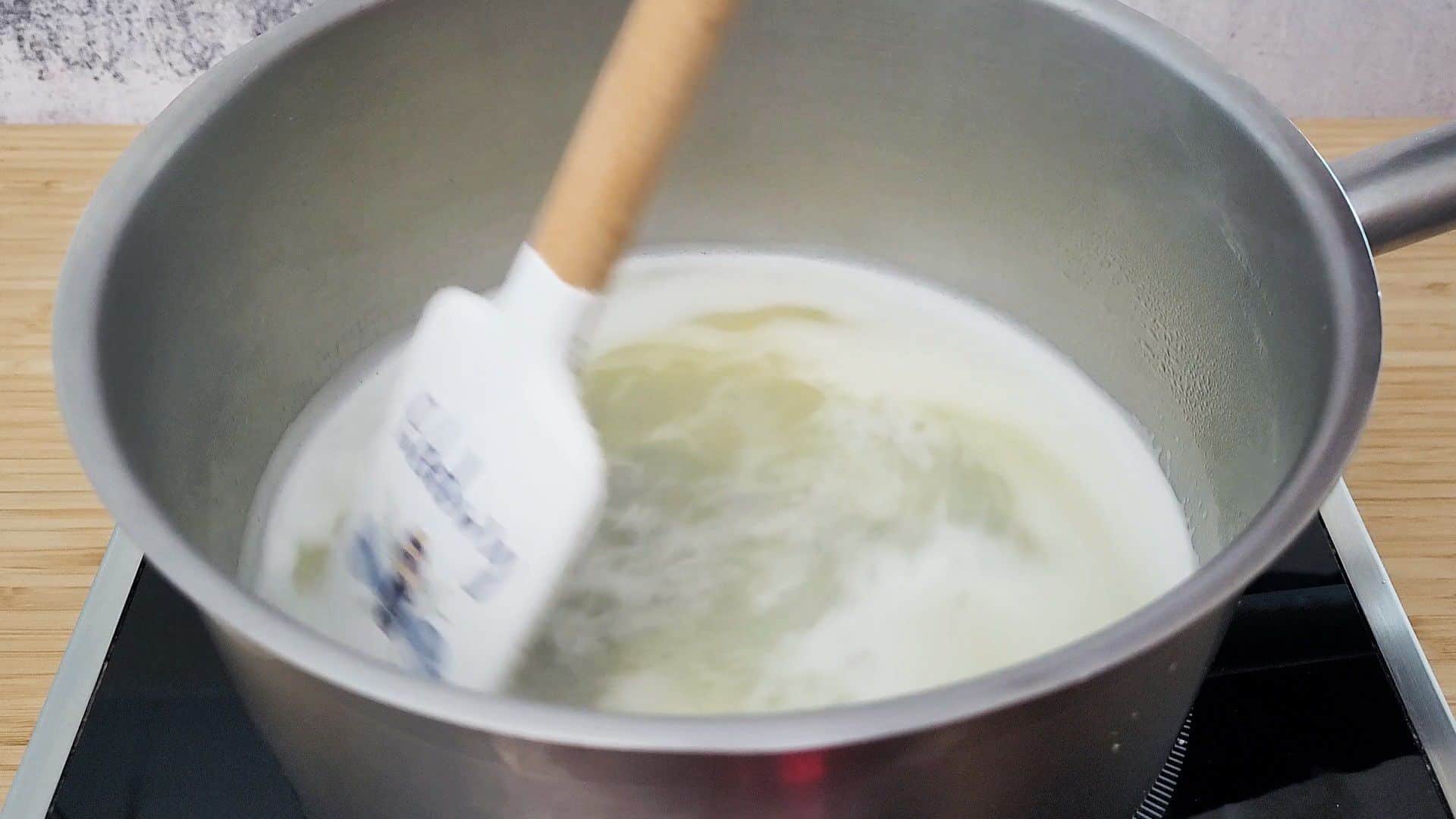 water butter and salt boiling in a saucepan