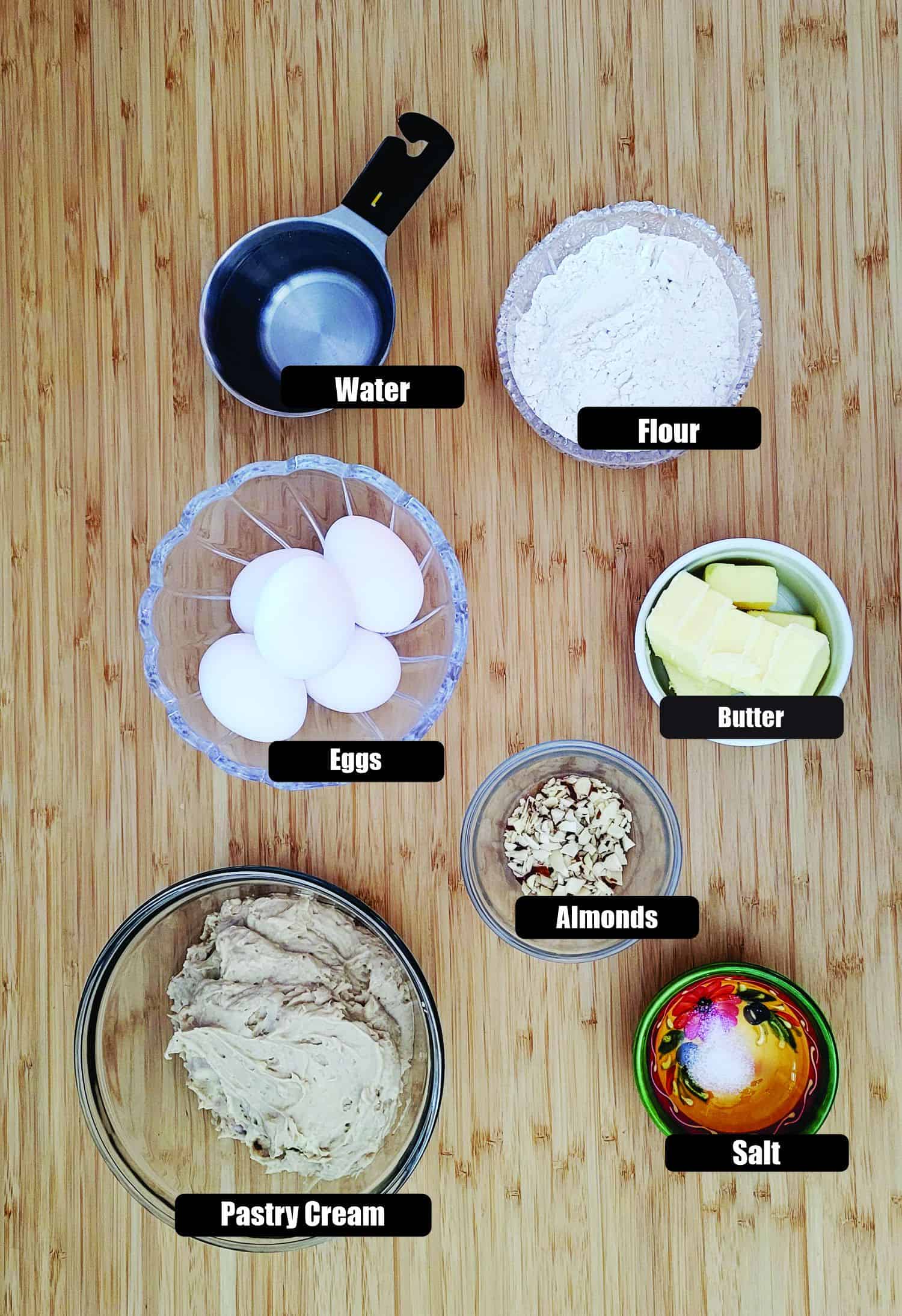 ingredients needed to make cream puff wreaths