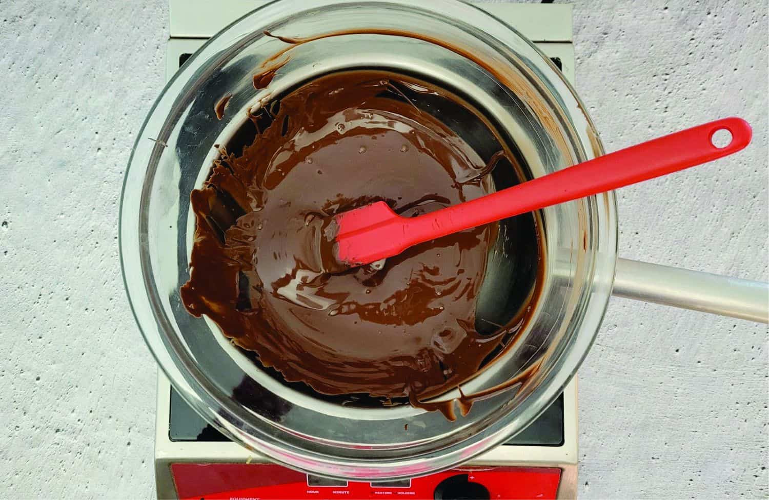 melting chocolate candy wafers over a double boiler