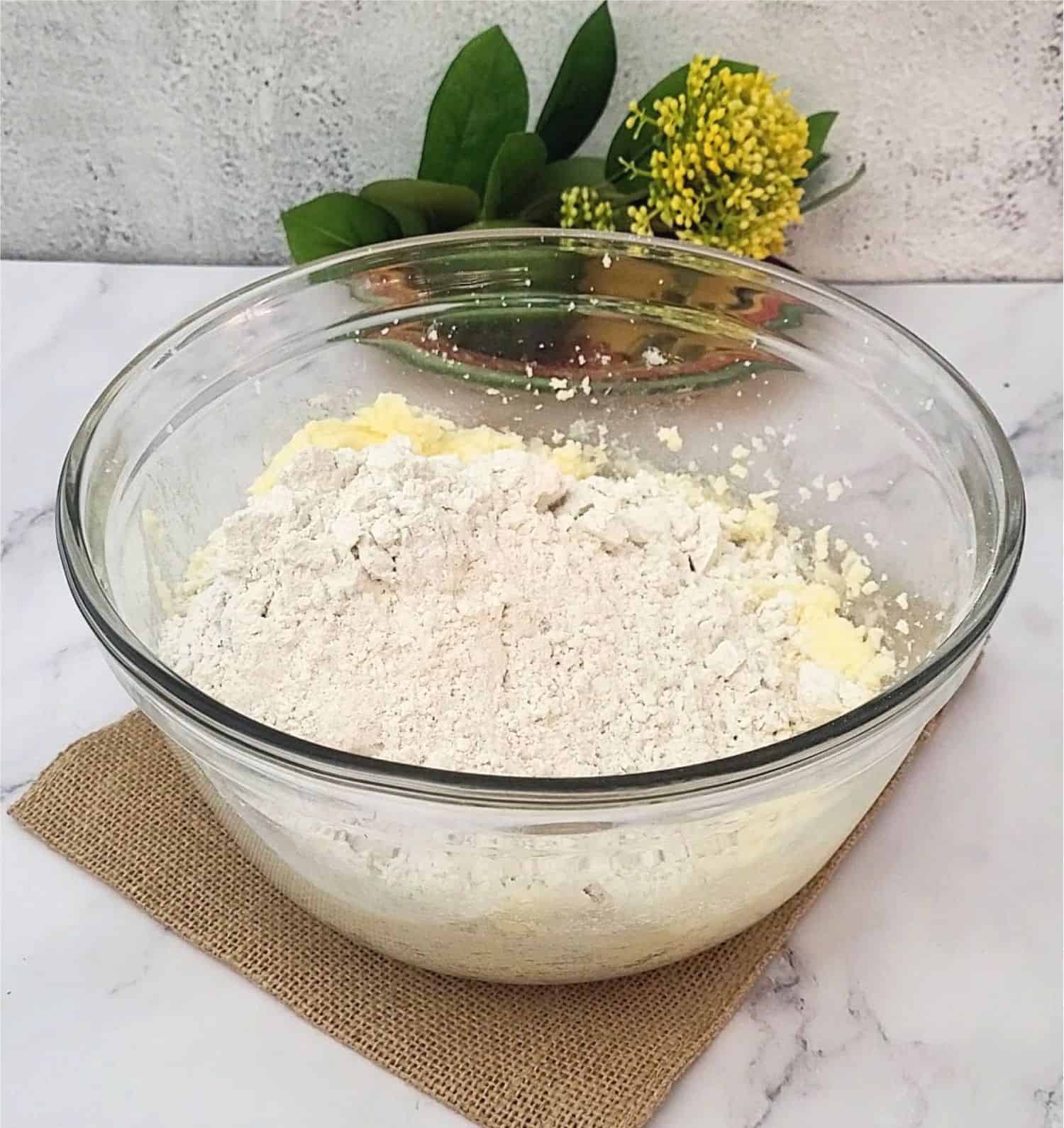 add dry ingredients to bowl to make gluten free lime cookies