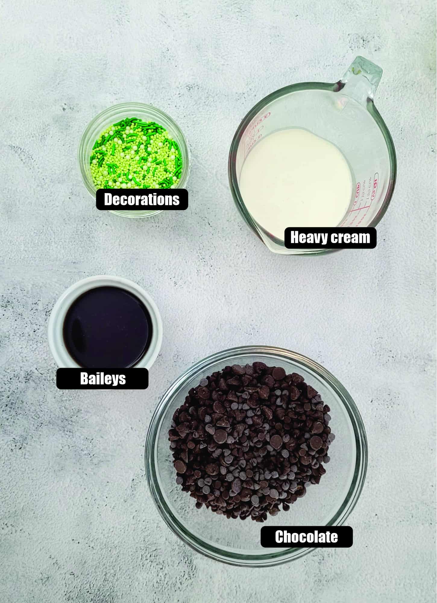 ingredients needed to make Baileys chocolate gananche