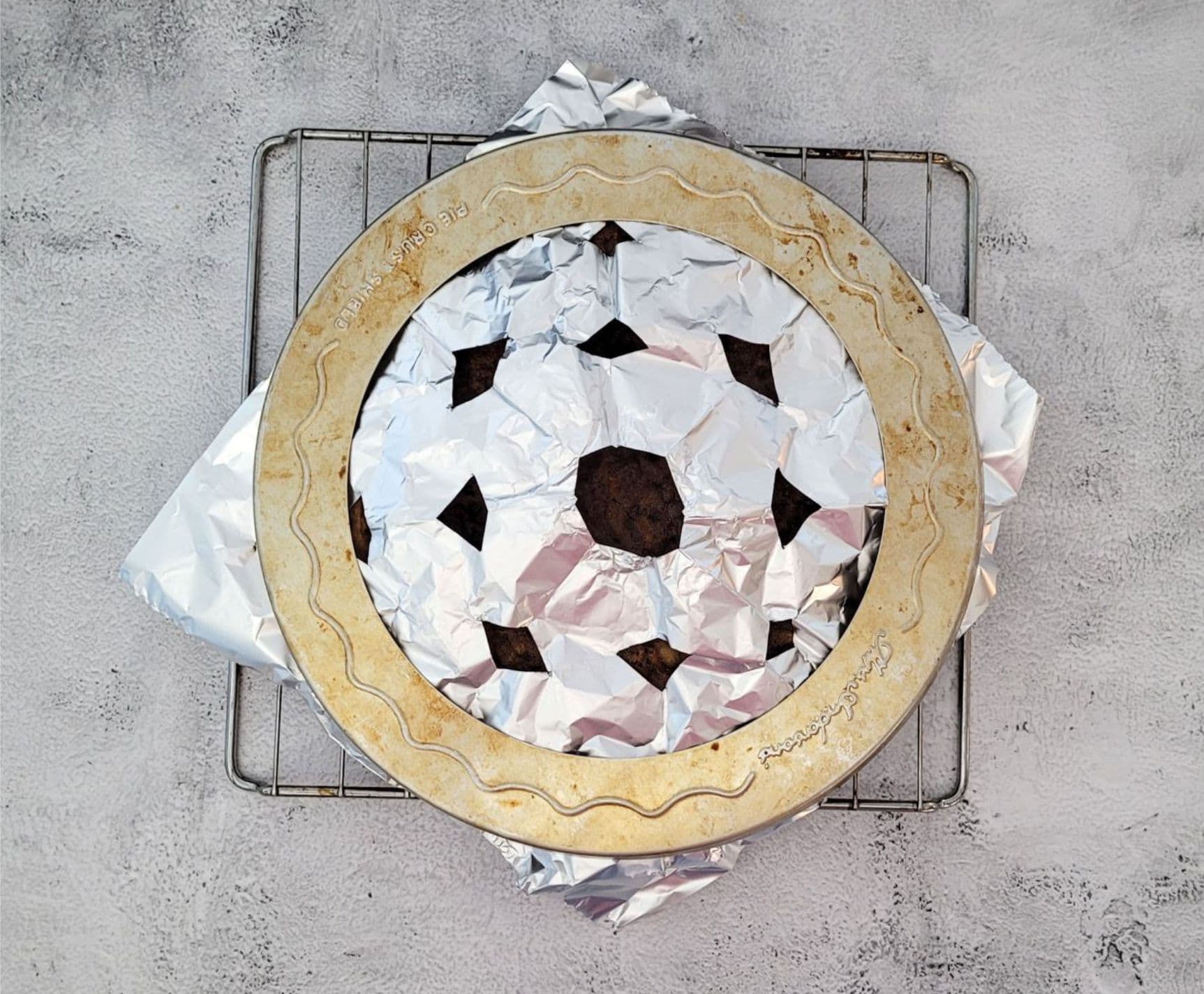 cover pie with foil to prevent top of pie from burning