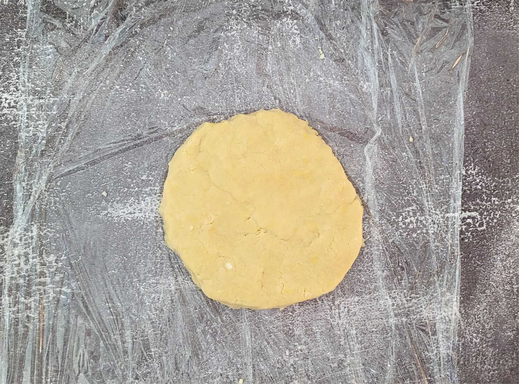 wrap sweet pie dough in plastic and refrigerate to rest dough