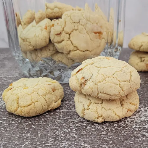 close up of apricot almond cookies