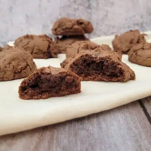 close up of inside of gluten free chocolate cookie