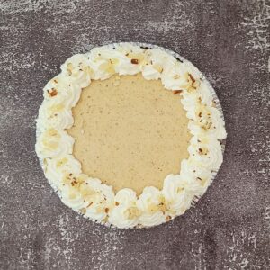 overhead view of almond butter no bake pie