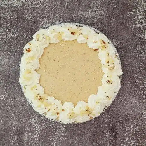 overhead view of almond butter no bake pie