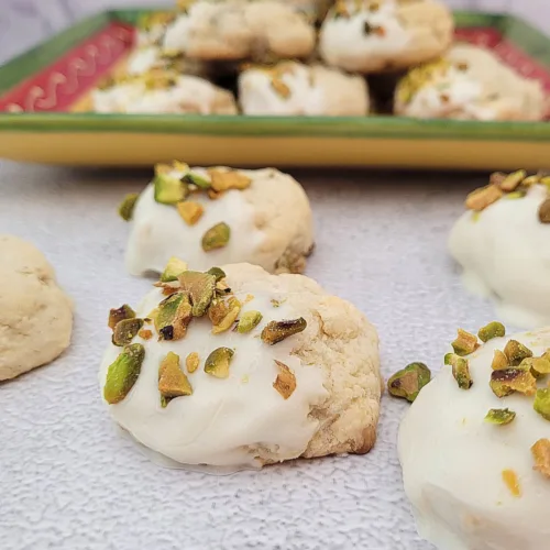 close up photo of pistachio cookies