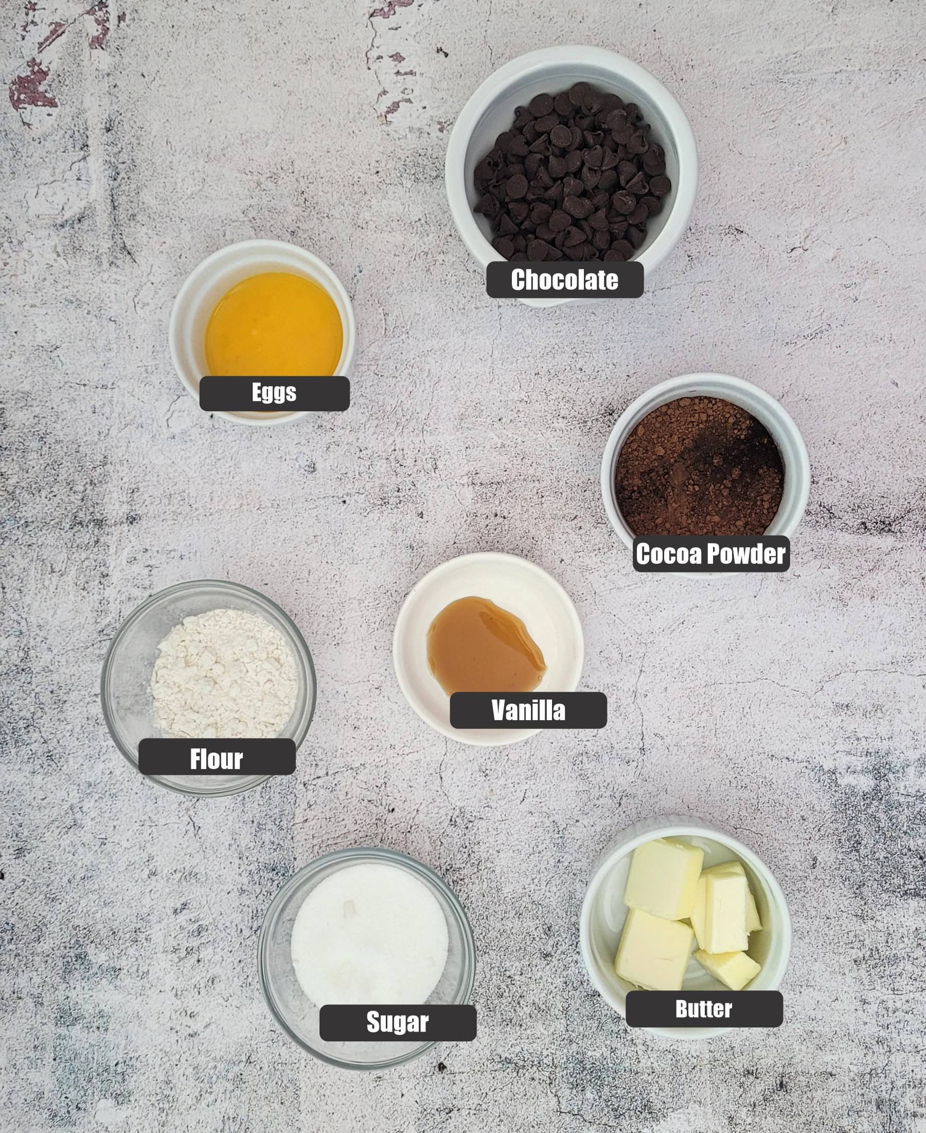 ingredients needed to make individual skillet brownies