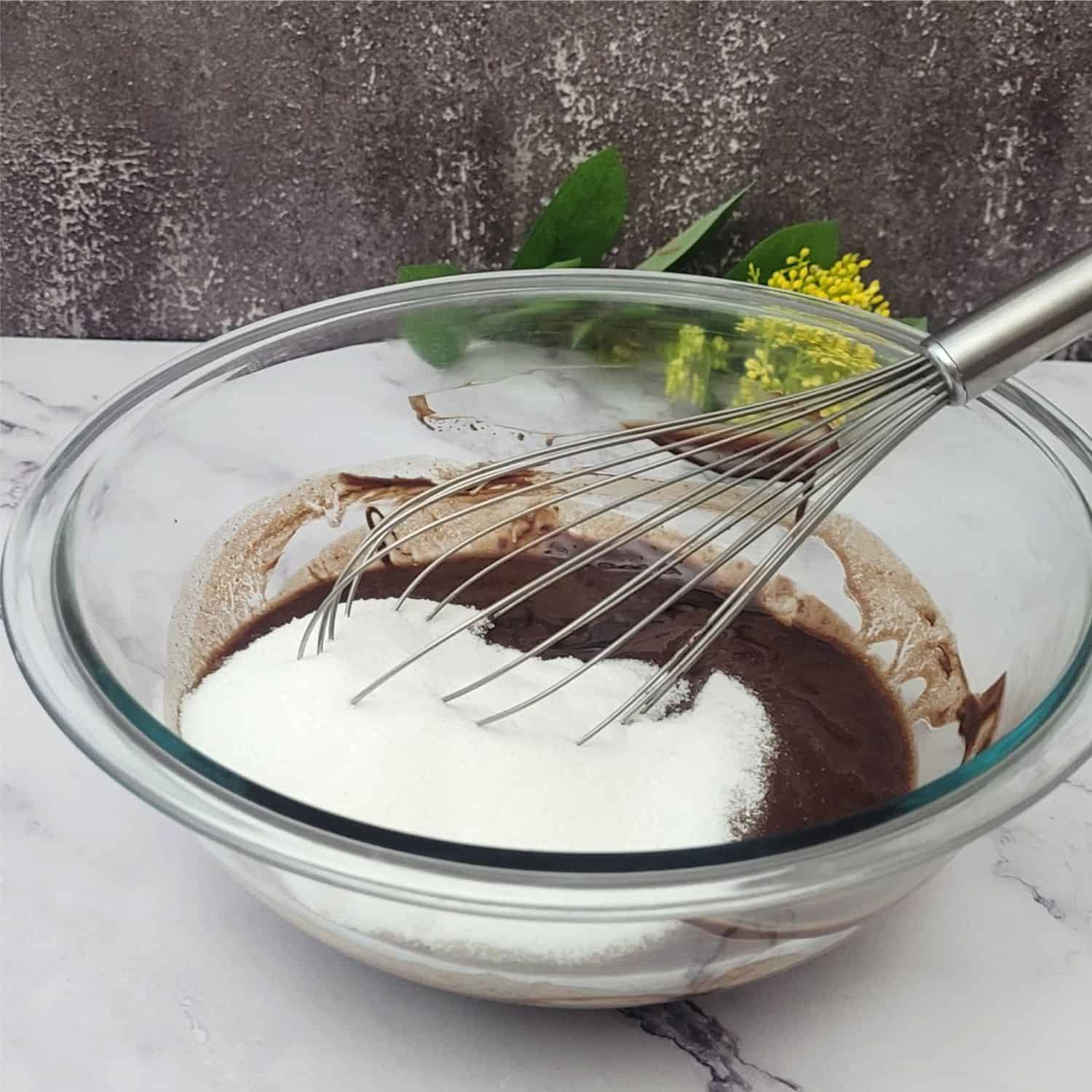 sugar salt and vanilla added to mixing bowl